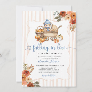 In de Liefde Vallen Herfst Baby Shower Jongen Beer Kaart