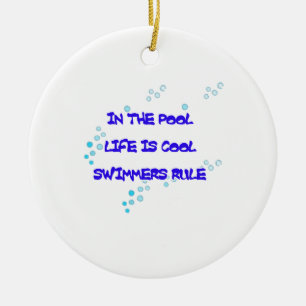 In de pool is het leven cool keramisch ornament