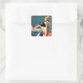 In de pool vierkante sticker (Tas)