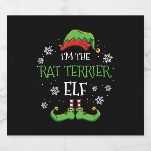 In de Rat Terrier Elf Kerstmis Sparkling Wijnetiket (Enkel label)