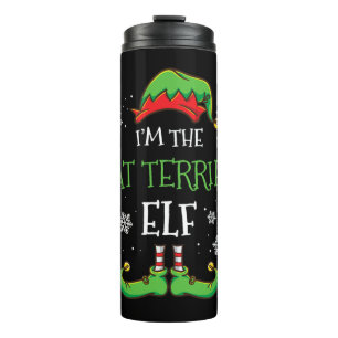 In de Rat Terrier Elf Kerstmis Thermosbeker