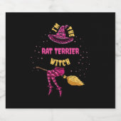 In De Rat Terrier Heks Halloween Matching Sparkling Wijnetiket (Enkel label)