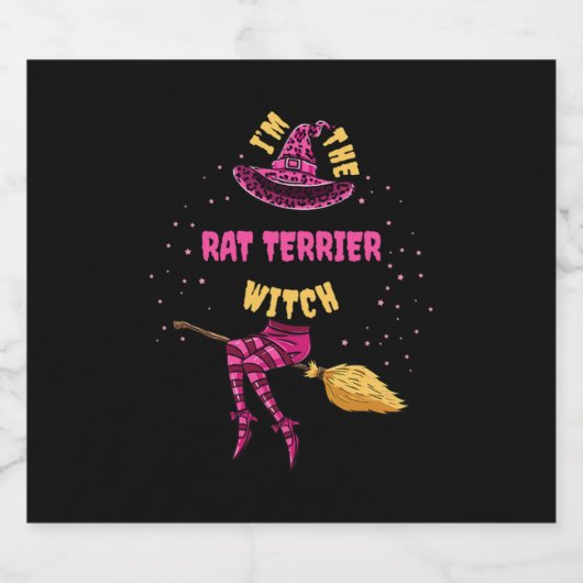 In De Rat Terrier Heks Halloween Matching Sparkling Wijnetiket (Enkel label)