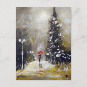 In de Regen - Kunst Briefkaart