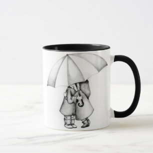 In de regen mok