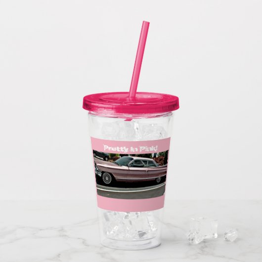  in de roze Acrylcup van Cadillac Acryl Drinkbeker (Achterkant ijs)