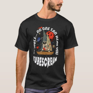 In de ruimte kan niemand je Tubescream Elektrische T-shirt
