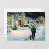 In de sneeuw lopen briefkaart (Voorkant / Achterkant)