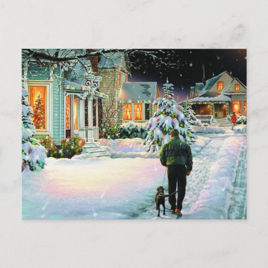 In de sneeuw lopen briefkaart (Voorkant)