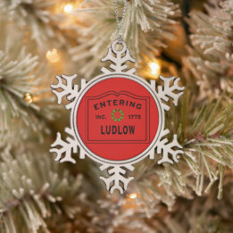 In de stad Ludlow Massachusetts Kerstmis Tin Sneeuwvlok Ornament