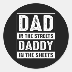 In de straten papa in de lakens vaders dag plezier ronde sticker