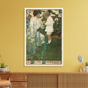 In de tuin door Jessie Willcox Smith Canvas Afdruk