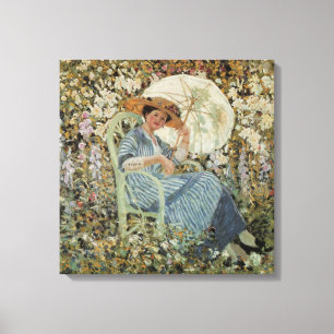 In de tuin, Giverny door Frederick Frieseke Canvas Afdruk