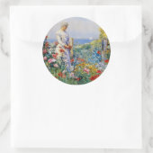 In de tuin ronde sticker (Tas)