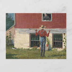 In de tuin (rustieke hofmakerij)   Winslow Homer Briefkaart