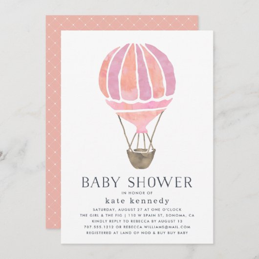 In de uitnodiging tot het Baby shower van de lucht (Voorkant / Achterkant)
