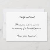 In de uitnodiging van de Loving Memory Memorial Se (Achterkant)