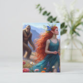 In de wei met Sasquatch Briefkaart (Staand voorkant)