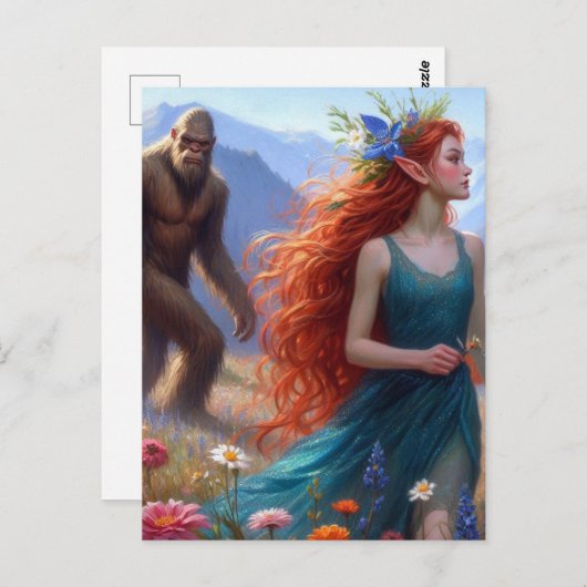 In de wei met Sasquatch Briefkaart (Voorkant / Achterkant)