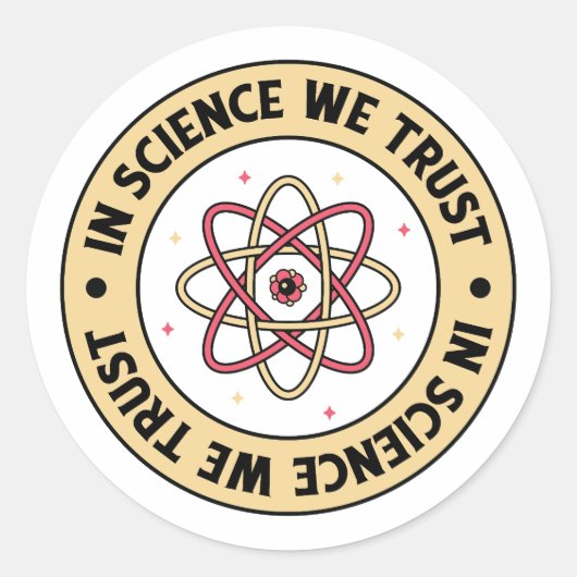In de wetenschap vertrouwen we op chemie ronde sticker (Voorkant)