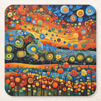 In de wind waaien 2 vierkante kartonnen onderzetter