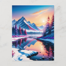 In de winter is het landschap bedekt in een laag v briefkaart