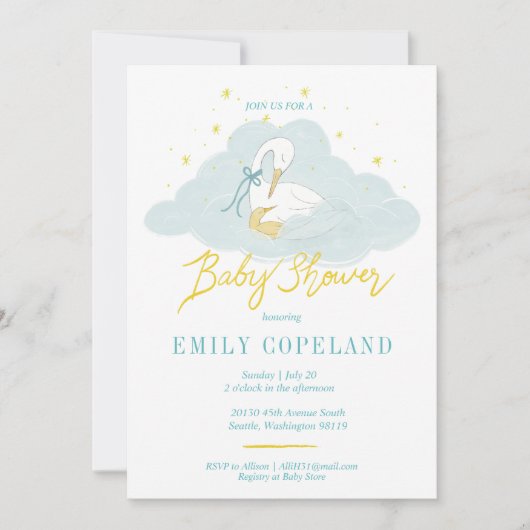 In de wolken - Baby shower Kaart (Voorkant)