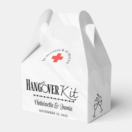 In de Ziekte- en Ziekteweddenschap Hangover Kit Bedankdoosjes (Achterkant)