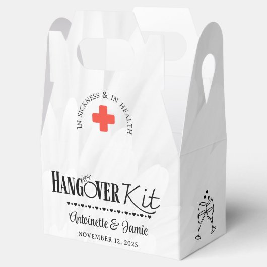 In de Ziekte- en Ziekteweddenschap Hangover Kit Bedankdoosjes (Geopend)