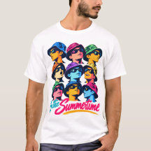 In de Zomer Kleurrijke Pop Art Heren T-Shirt