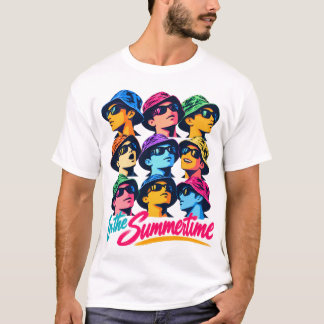 In de Zomer Kleurrijke Pop Art Heren T-Shirt