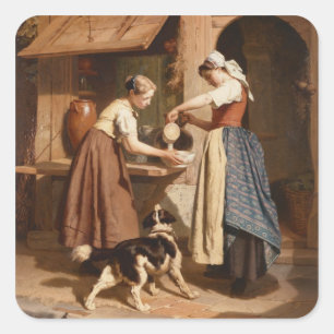 In de zuivelfabriek, 1866 (olie op het paneel) vierkante sticker