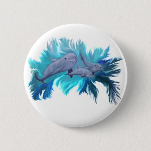 In der Delfin - Schule Ronde Button 5,7 Cm (Voorkant)