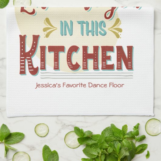 In deze keuken wordt het dansen sterk aangemoedigd theedoek (Gevouwen)