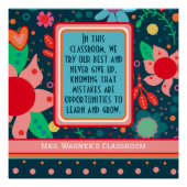 In deze klas citaat Gepersonaliseerd leraar Floral Perfect Poster (Voorkant)