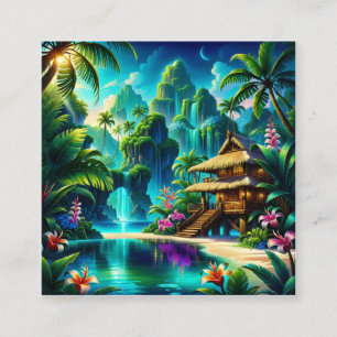 In dit digitale schilderij heeft een kunstenaar ee vierkante visitekaartje