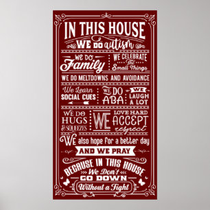 In Dit Huis Doen We Autisme Familie Citaat Typogra Poster