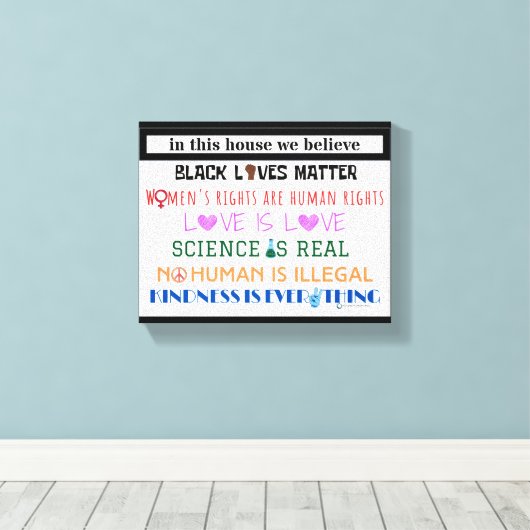 In dit huis geloven we... canvas print. (Insitu (Houten vloer))