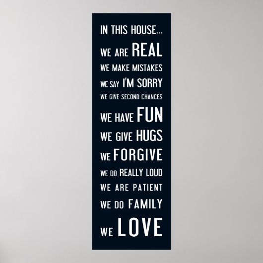 In dit huis houden we van, poster donkerblauw blau (Voorkant)