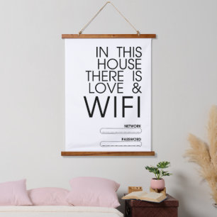 In dit huis is er liefde en WiFi Wall Art Hangend Wandkleed