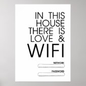 In dit huis is er liefde en WiFi Wall Art Poster (Voorkant)