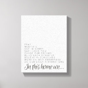 In dit huis: Positieve quote Canvas Wall Art Afdruk