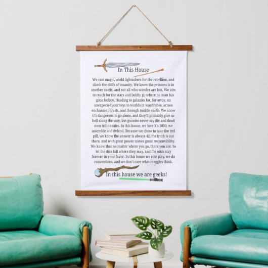 In dit huis zijn we geeks gedicht muur hangend wandkleed (Woonkamer)