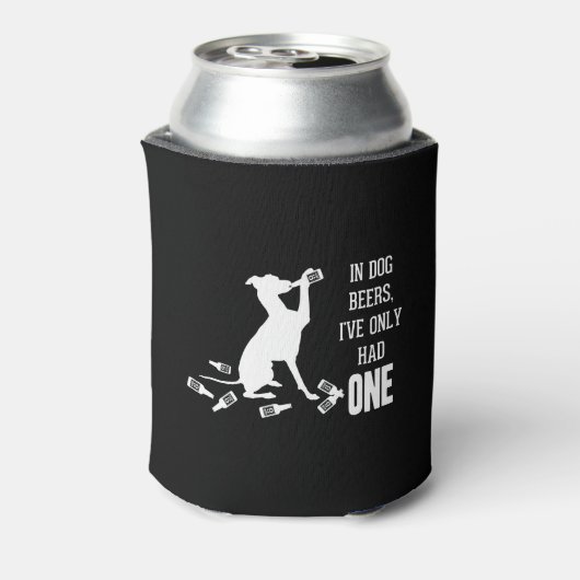 In Dog Beers heb ik maar één grappige prijsvraag Blikjeskoeler (Blikje Achterkant)