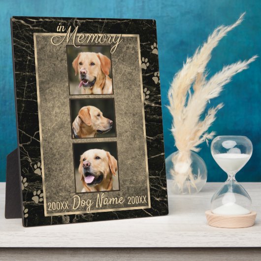 In Dog Memory Marble Rustic Sepia Keepomwille Fotoplaat (Zijkant)