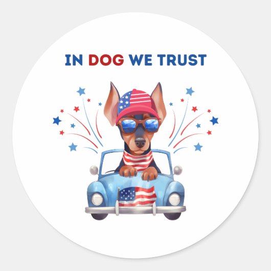 In Dog vertrouwen we op Pun Round Sticker (Voorkant)