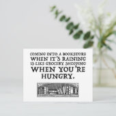 In een boekwinkel komen als het regent briefkaart (Staand voorkant)