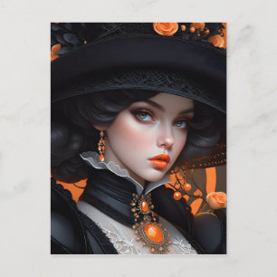 In een close-up van een persoon die een pet draagt briefkaart