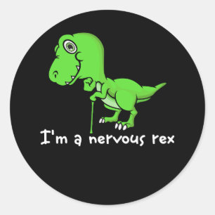 In een nerveuze rex mentale gezondheid bewustzijn  ronde sticker