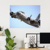 In een run - B17 vliegend Poster (Thuiskantoor)